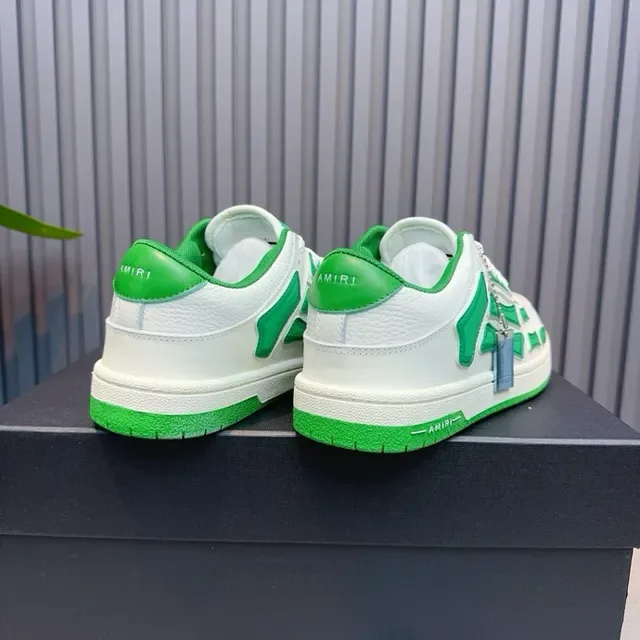 White and Green Skeletal Overlay Lifestyle Sneakers 5