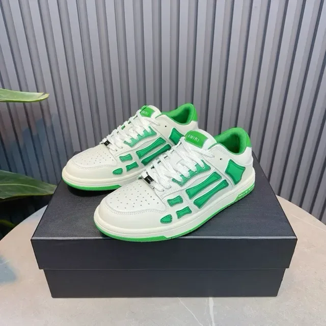 White and Green Skeletal Overlay Lifestyle Sneakers 7