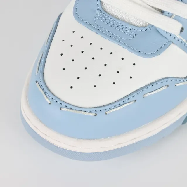 White and Light Blue Layered Overlay Lifestyle Sneakers 5