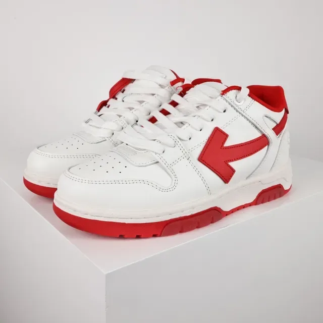 White and Red Arrow Logo Low-Top Lifestyle Sneakers 2