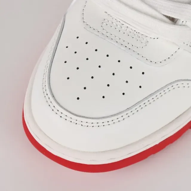 White and Red Arrow Logo Low-Top Lifestyle Sneakers 5