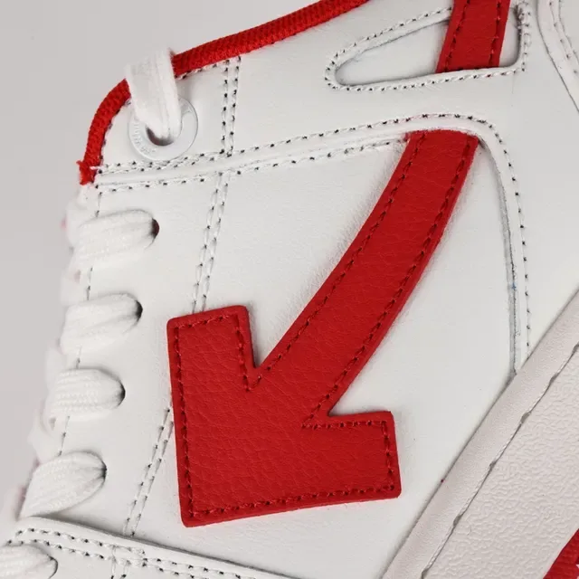 White and Red Arrow Logo Low-Top Lifestyle Sneakers 6