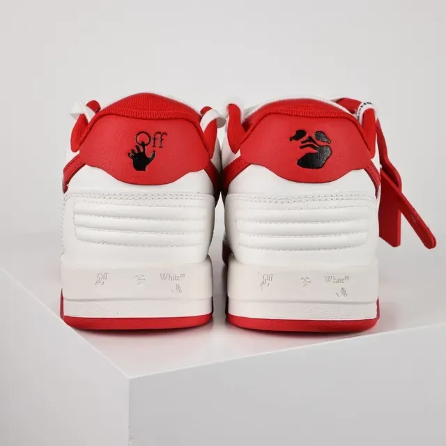 White and Red Arrow Logo Low-Top Lifestyle Sneakers 8