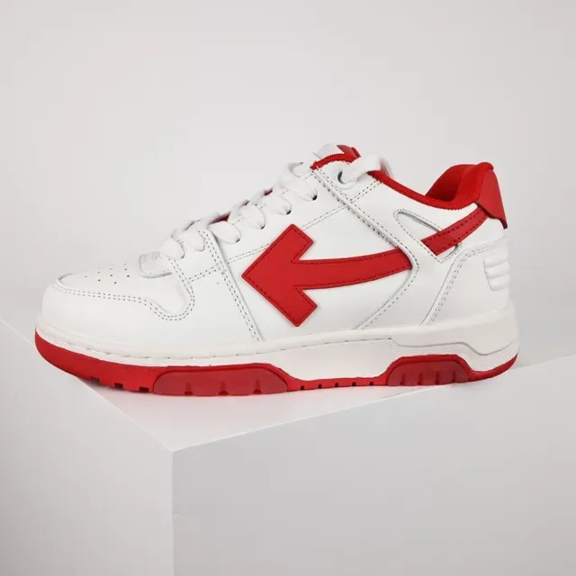 White and Red Arrow Logo Low-Top Lifestyle Sneakers 9