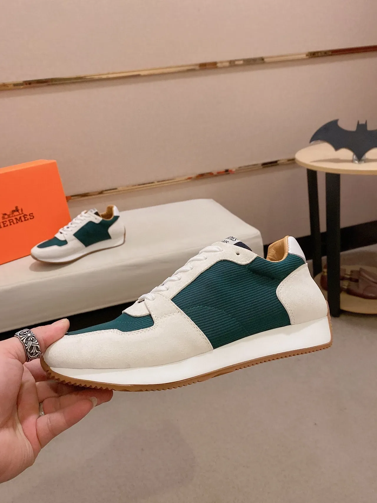 White and Teal Suede Mesh Lifestyle Sneaker 3