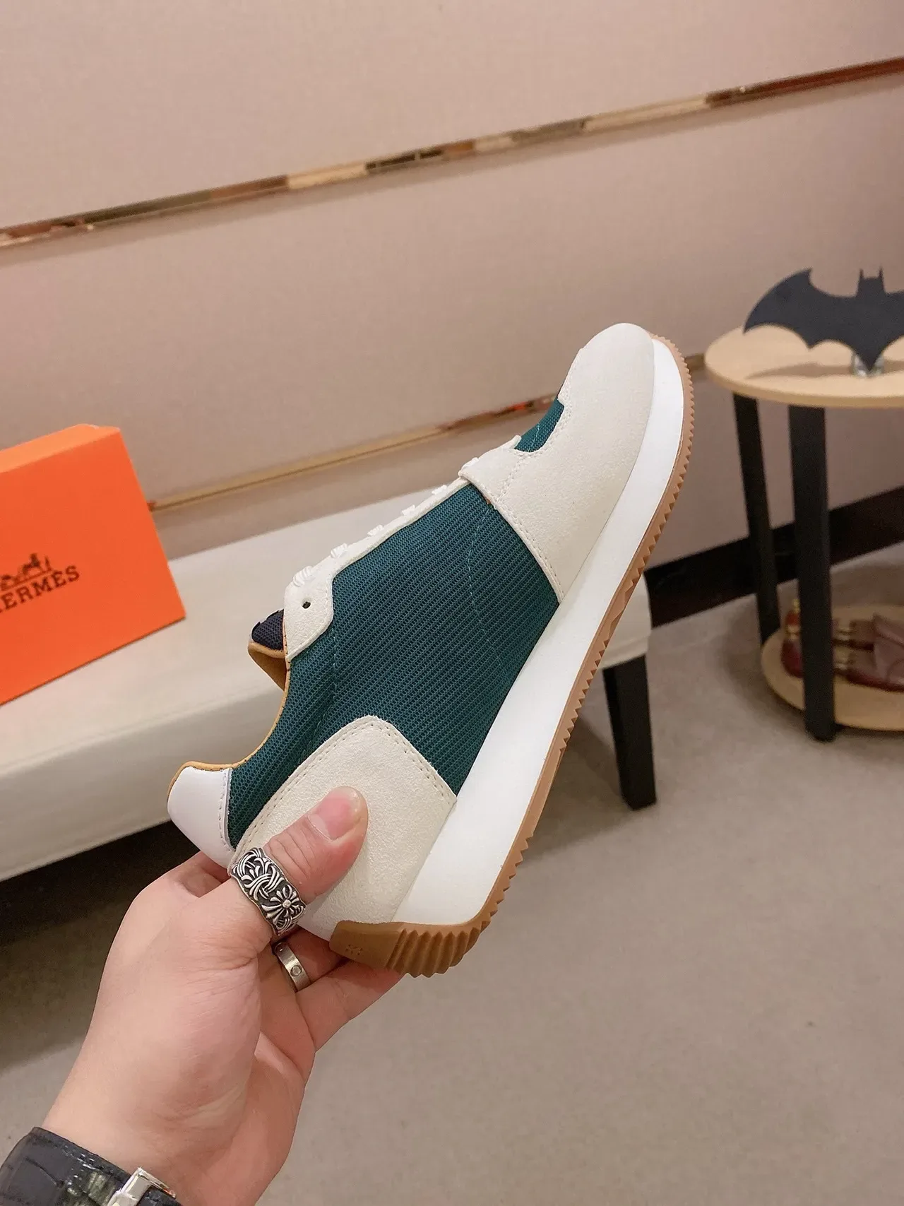 White and Teal Suede Mesh Lifestyle Sneaker 5