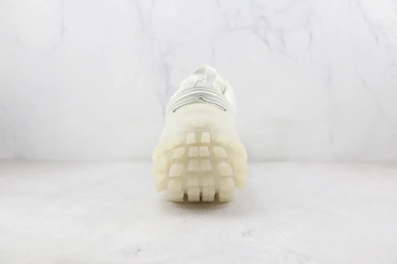 White Beige Monochrome Mesh And Synthetic Overlay Upper Chunky Sneakers 9