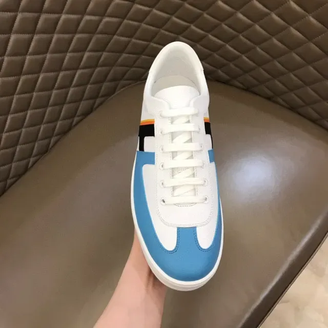 White Blue Black Orange Color-Block Panelled Low-Top Sneaker 4