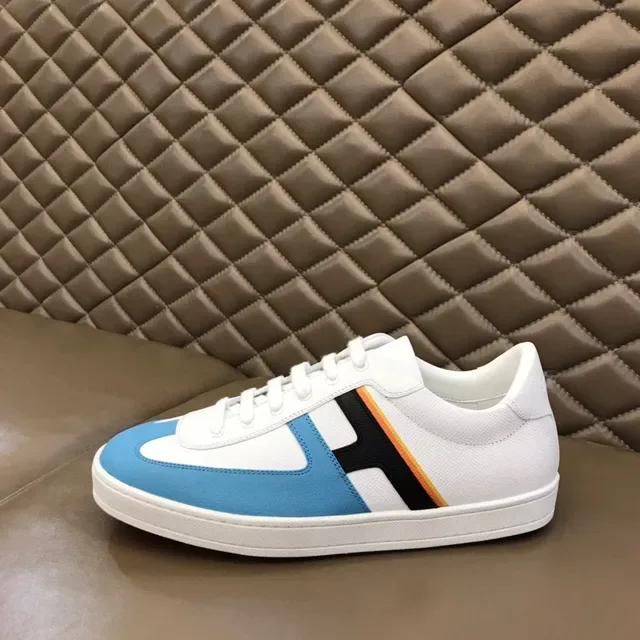 White Blue Black Orange Color-Block Panelled Low-Top Sneaker 5
