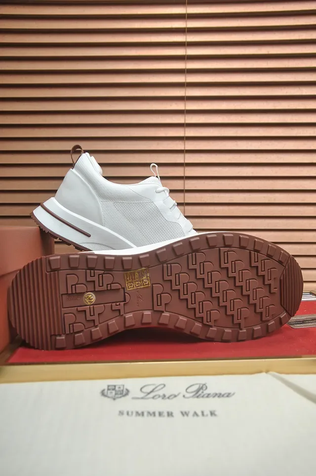 White Brown Modern Minimalist Mesh-and-Synthetic Upper Sneakers 3