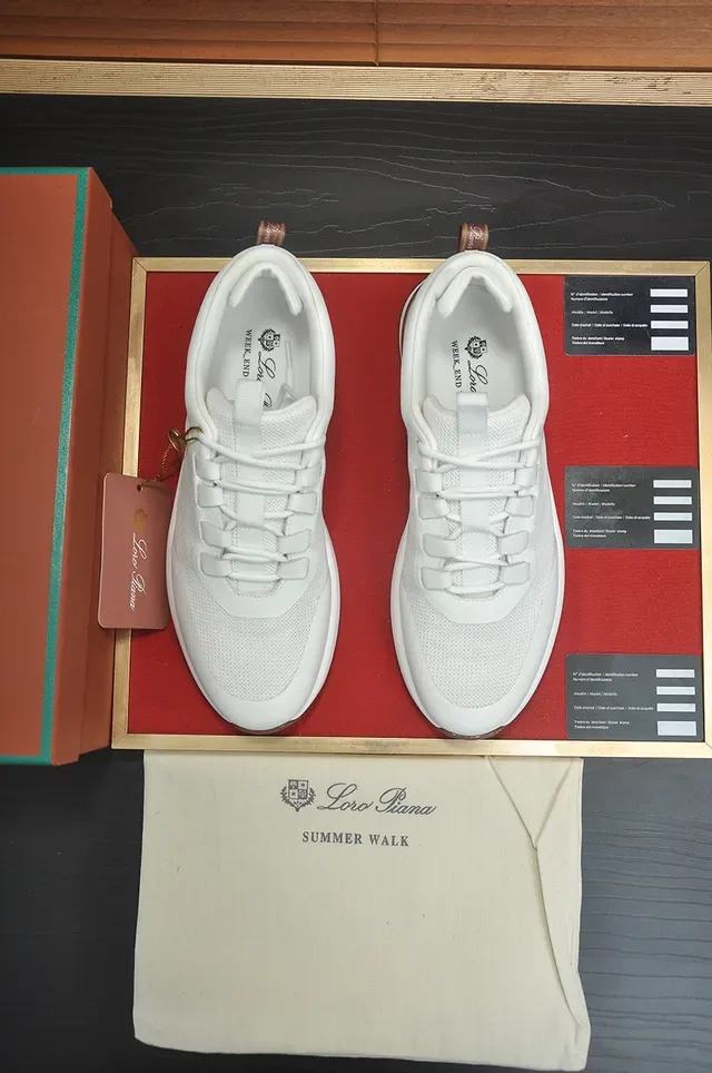White Brown Modern Minimalist Mesh-and-Synthetic Upper Sneakers 5
