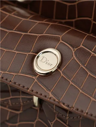 White Croc-Embossed Structured Top-Handle Boston Bag 5