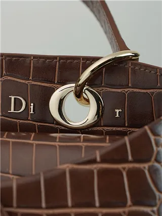 White Croc-Embossed Structured Top-Handle Boston Bag 6