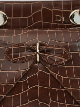 White Croc-Embossed Structured Top-Handle Boston Bag 7