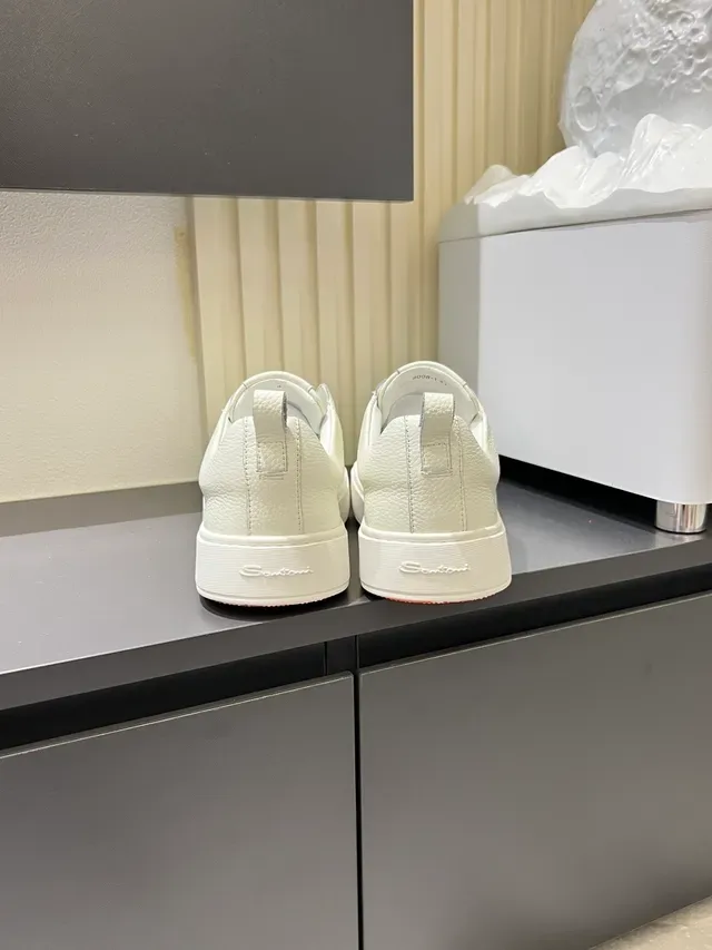 White Gold Slip-On Textured Leather Sneakers 2