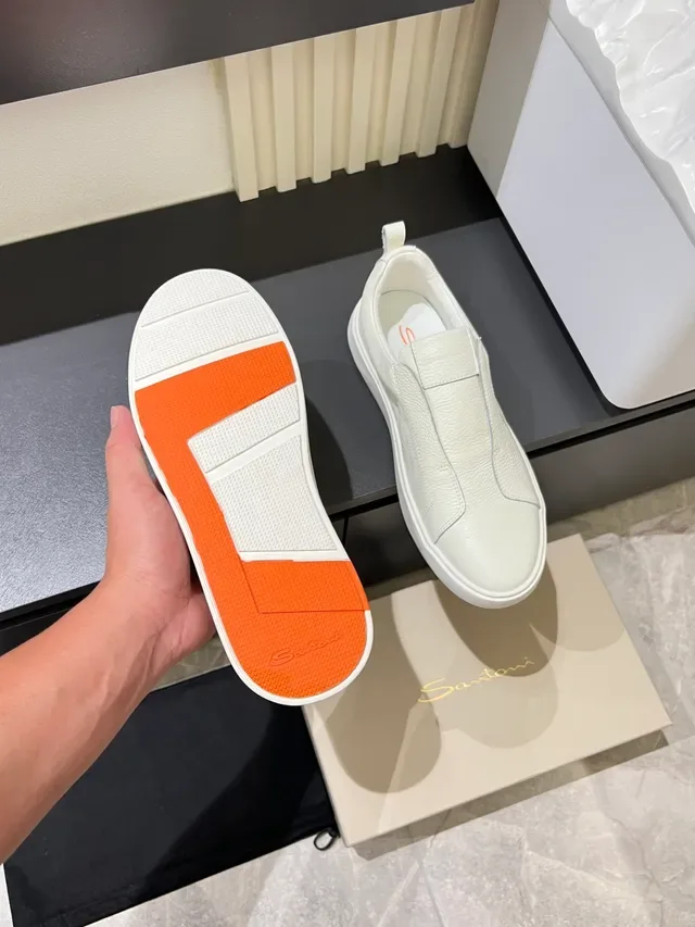 White Gold Slip-On Textured Leather Sneakers 4