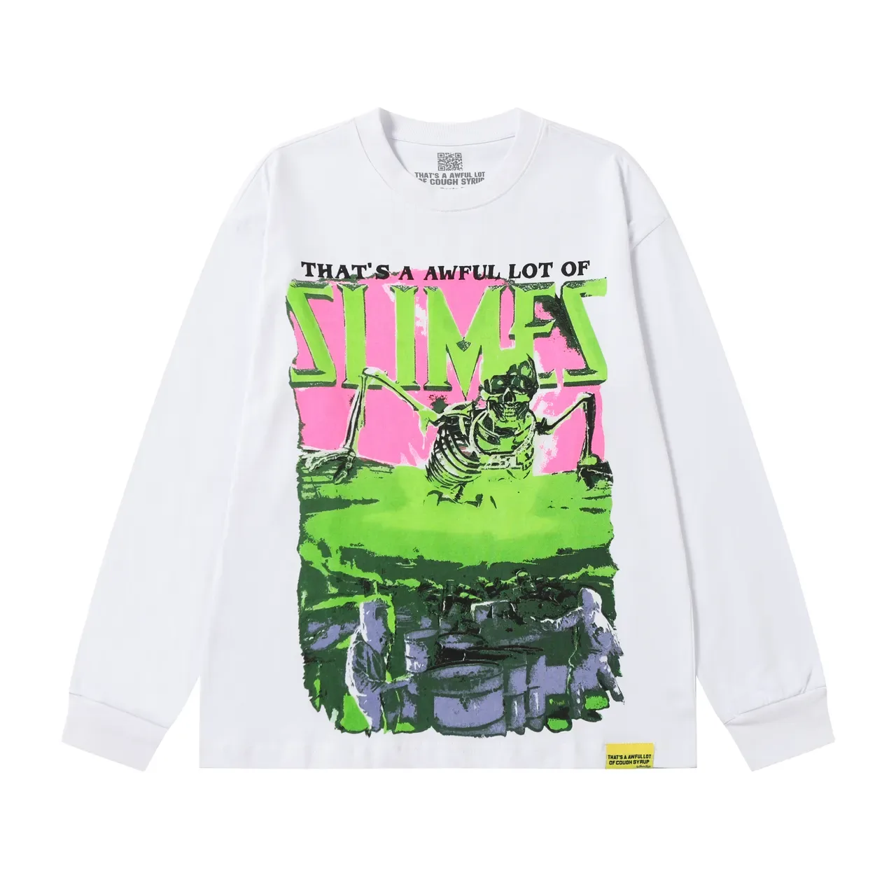 White Graphic-Print Long-Sleeve Crewneck Top 2