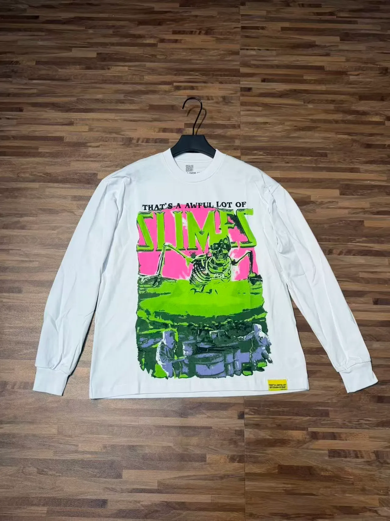 White Graphic-Print Long-Sleeve Crewneck Top 5