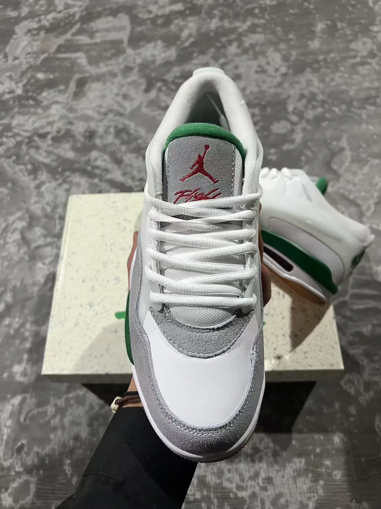 White Green Layered Synthetic And Suede Upper Visible Heel Air Unit Sneakers 3