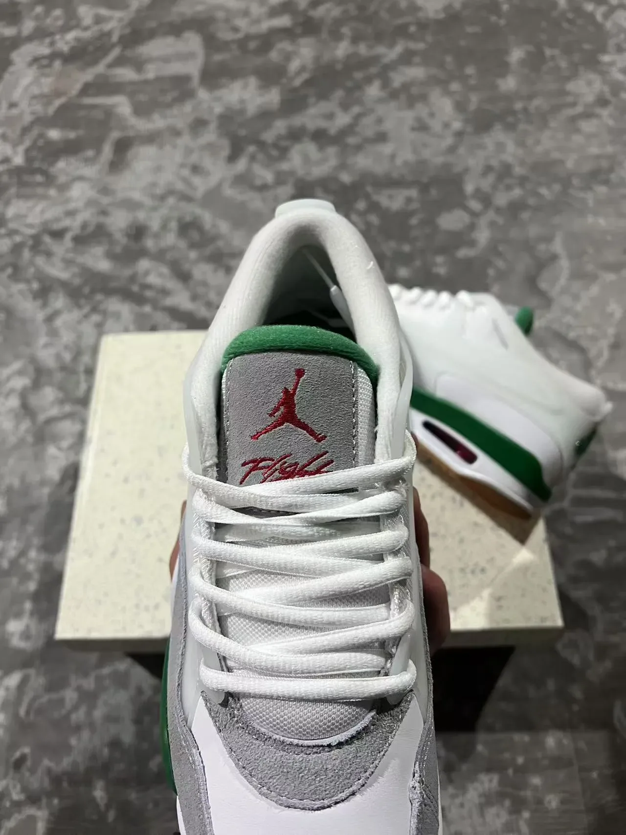 White Green Layered Synthetic And Suede Upper Visible Heel Air Unit Sneakers 4