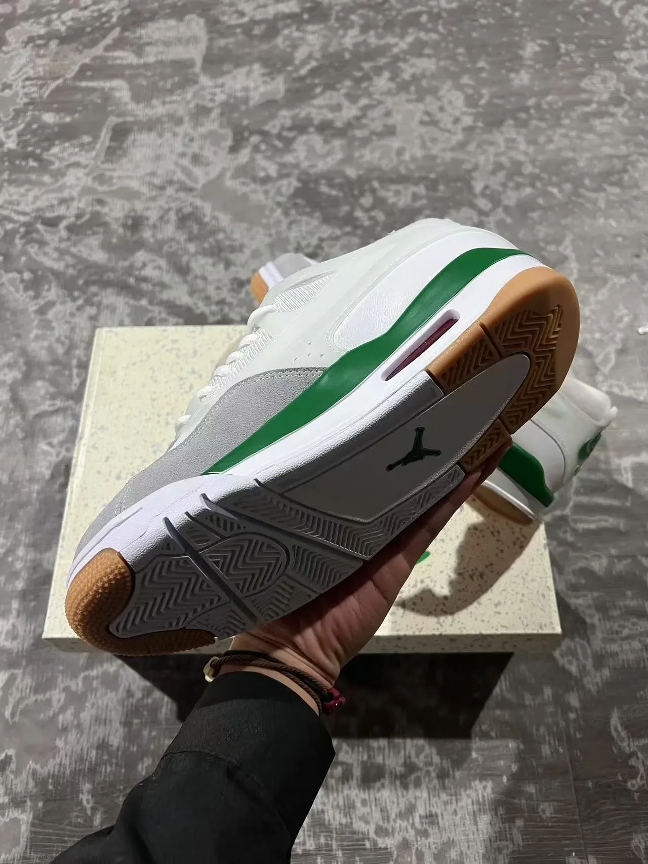 White Green Layered Synthetic And Suede Upper Visible Heel Air Unit Sneakers 6