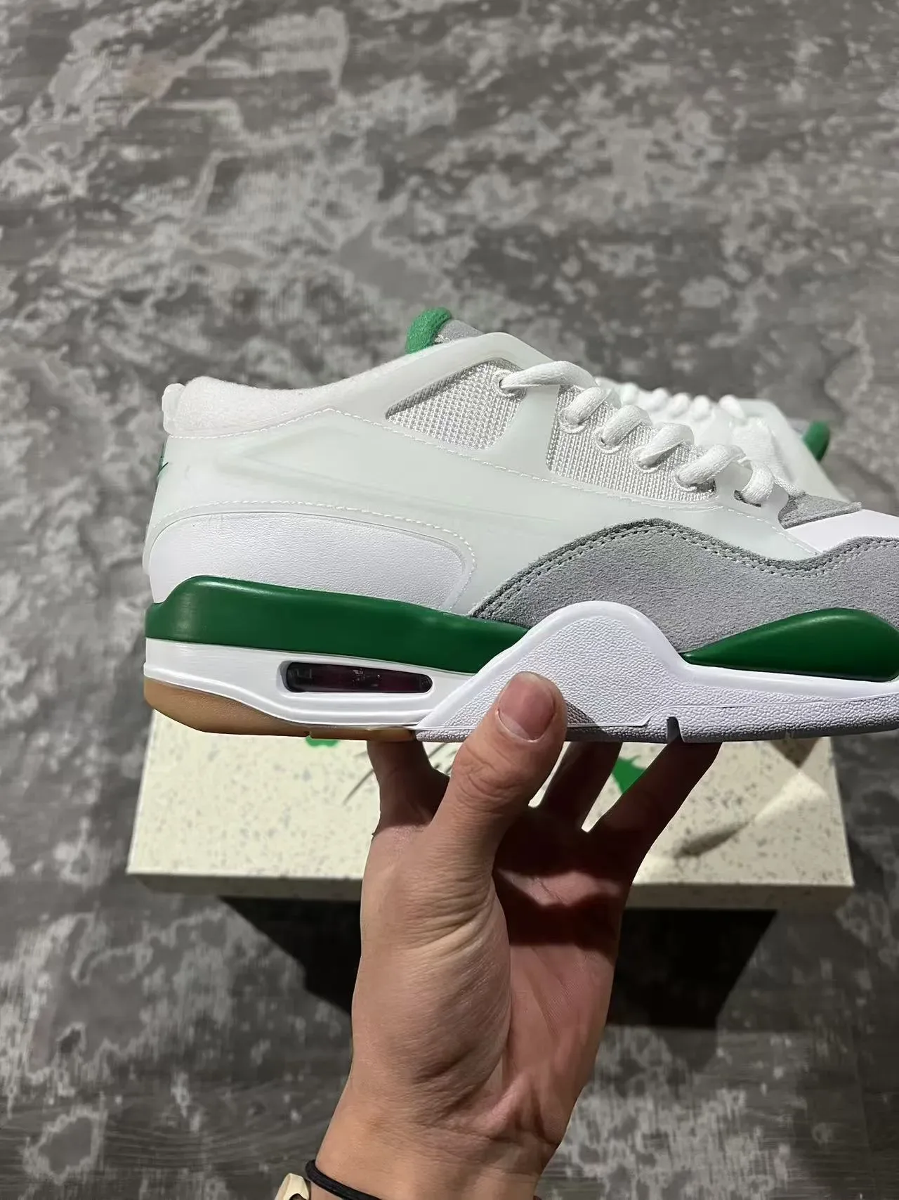 White Green Layered Synthetic And Suede Upper Visible Heel Air Unit Sneakers 7