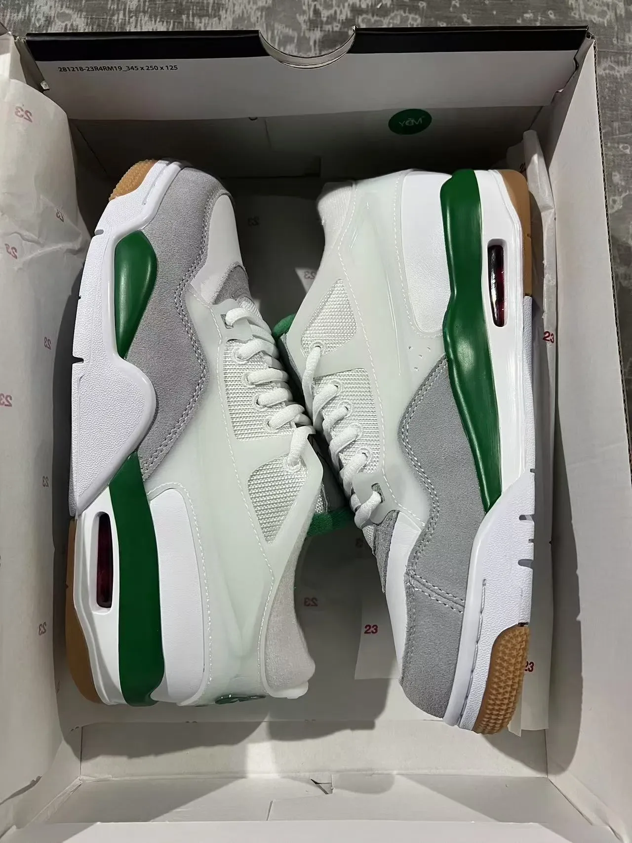 White Green Layered Synthetic And Suede Upper Visible Heel Air Unit Sneakers 9