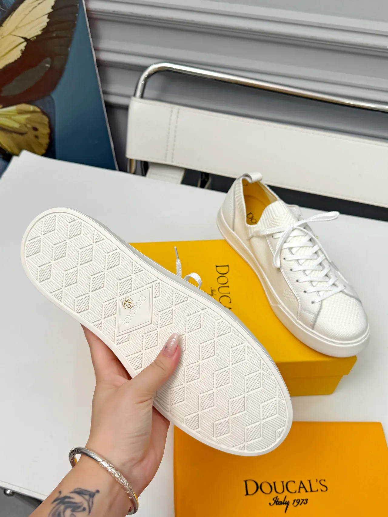 White Knit Collar Paneled Lifestyle Sneakers 2