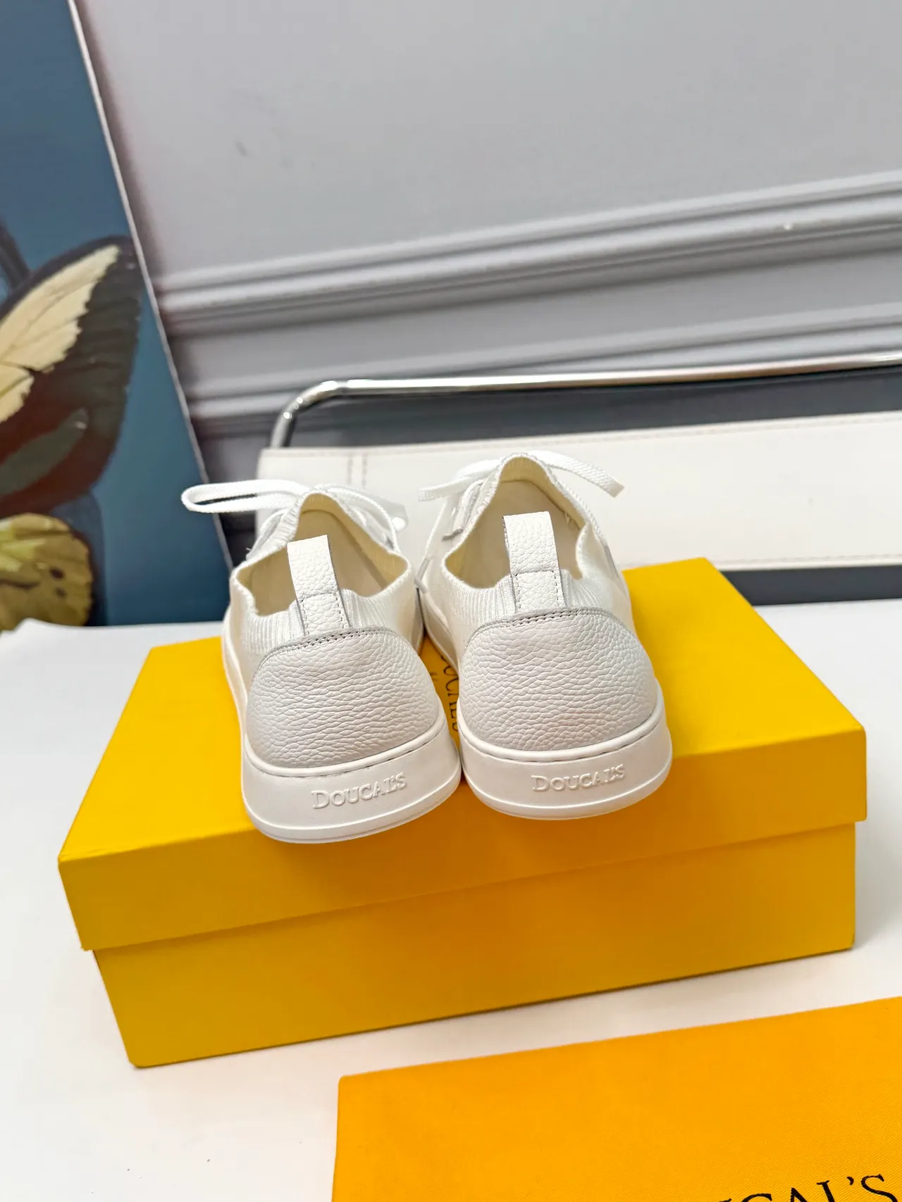 White Knit Collar Paneled Lifestyle Sneakers 3