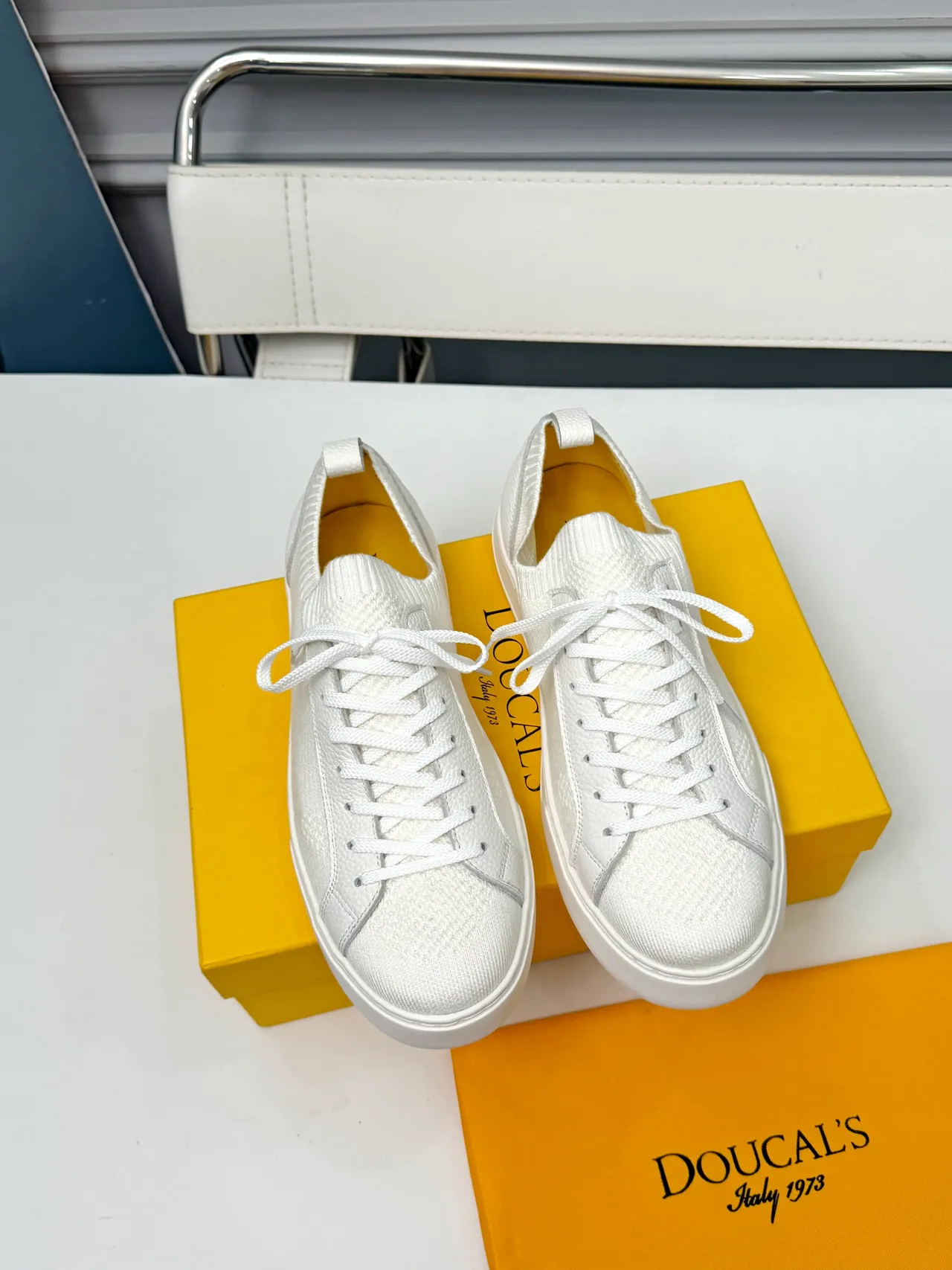 White Knit Collar Paneled Lifestyle Sneakers 5