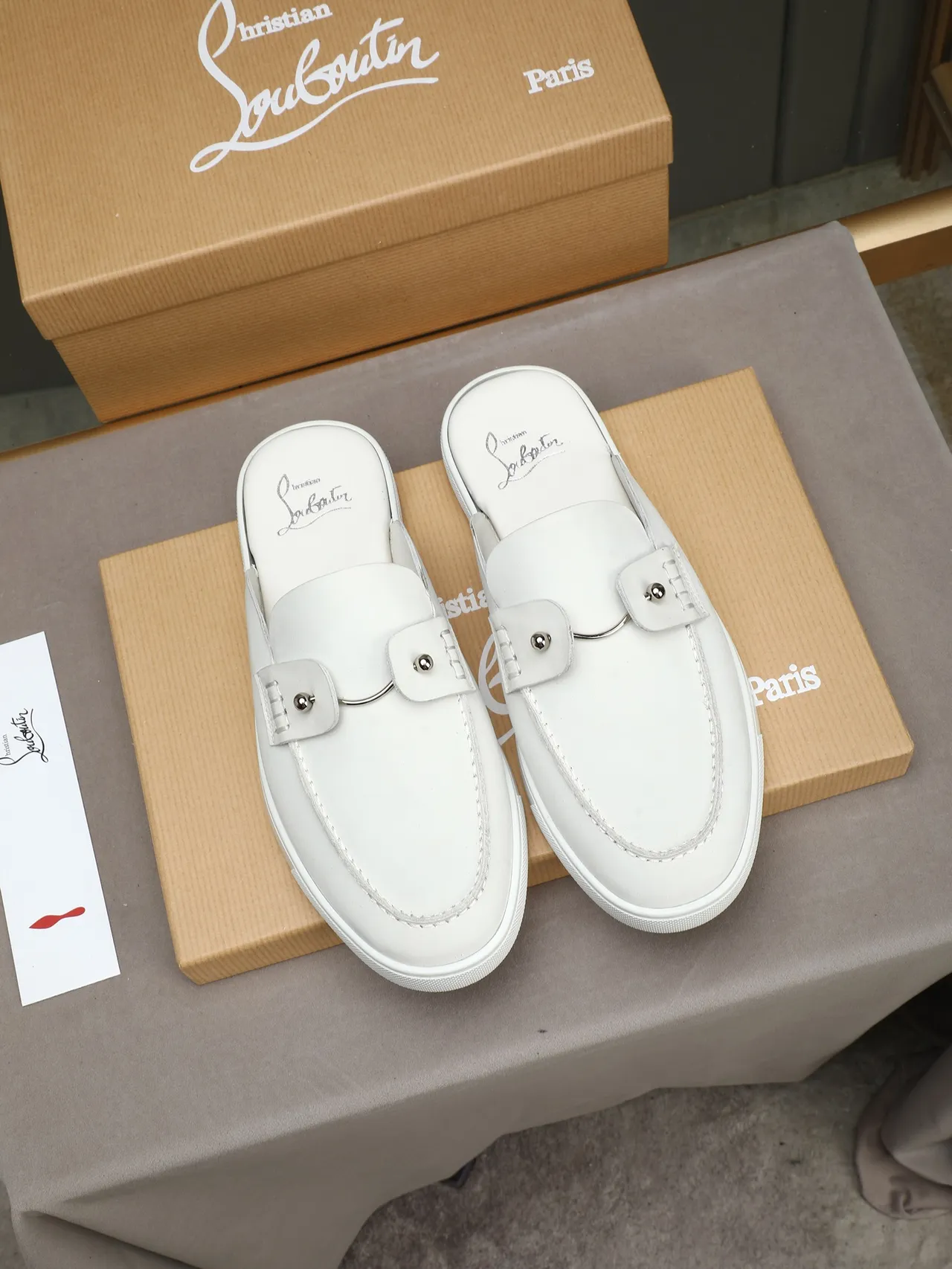 White Leather Backless Slip-On Loafer 3