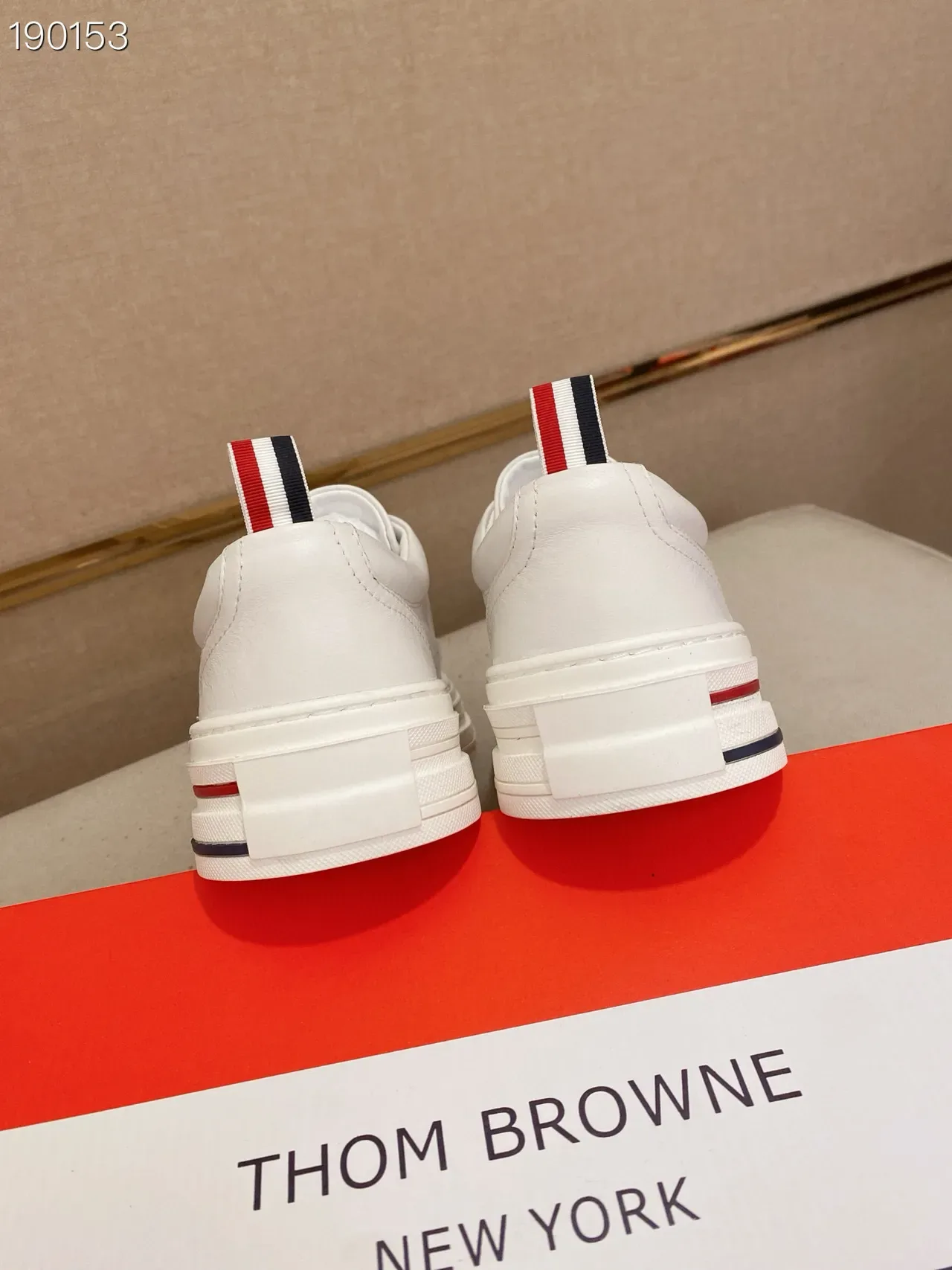 White Navy Clean Leather Stacked Red And Midsole Stripes Sneakers 2