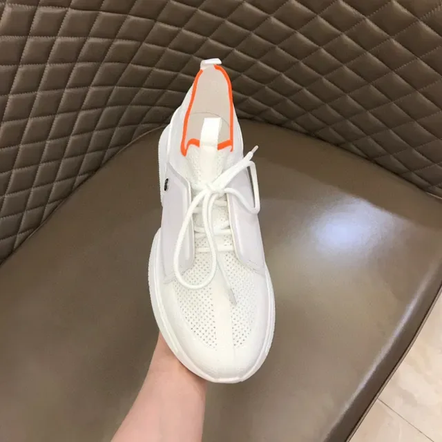 White Orange Mesh Upper Accent Trim Sneakers 4