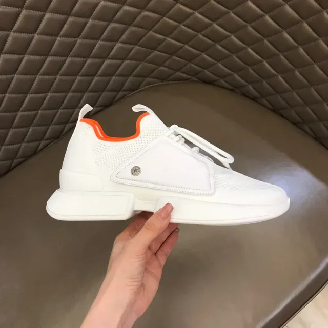 White Orange Mesh Upper Accent Trim Sneakers 5