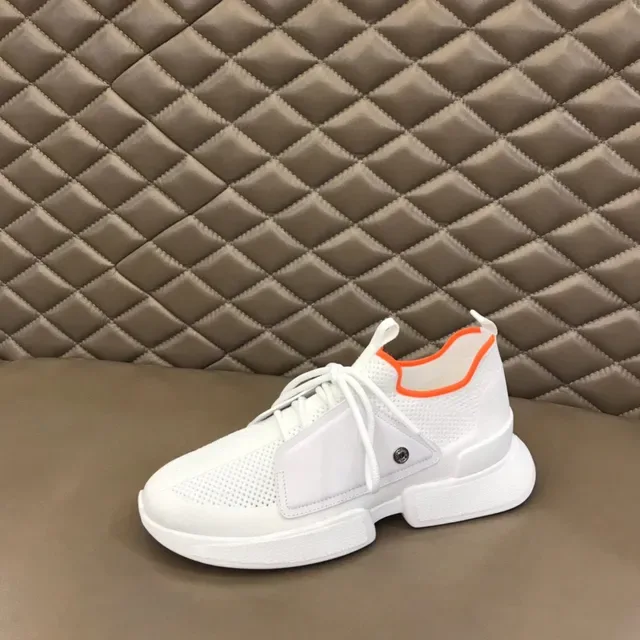 White Orange Mesh Upper Accent Trim Sneakers 6