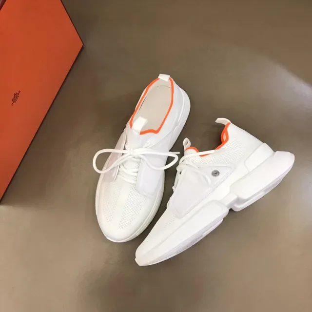 White Orange Mesh Upper Accent Trim Sneakers 8