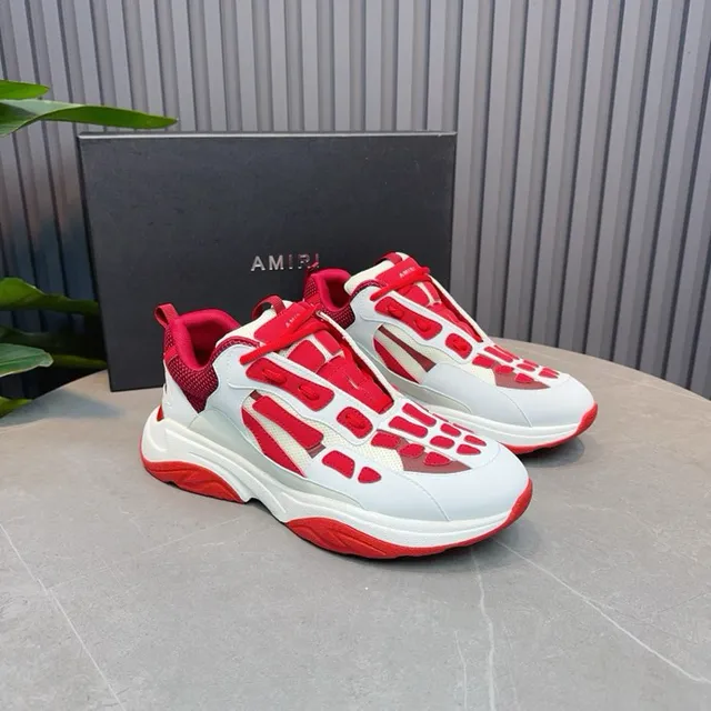 White Red Laceless Slip-On Skeletal Cage Overlay Chunky Sneakers 6