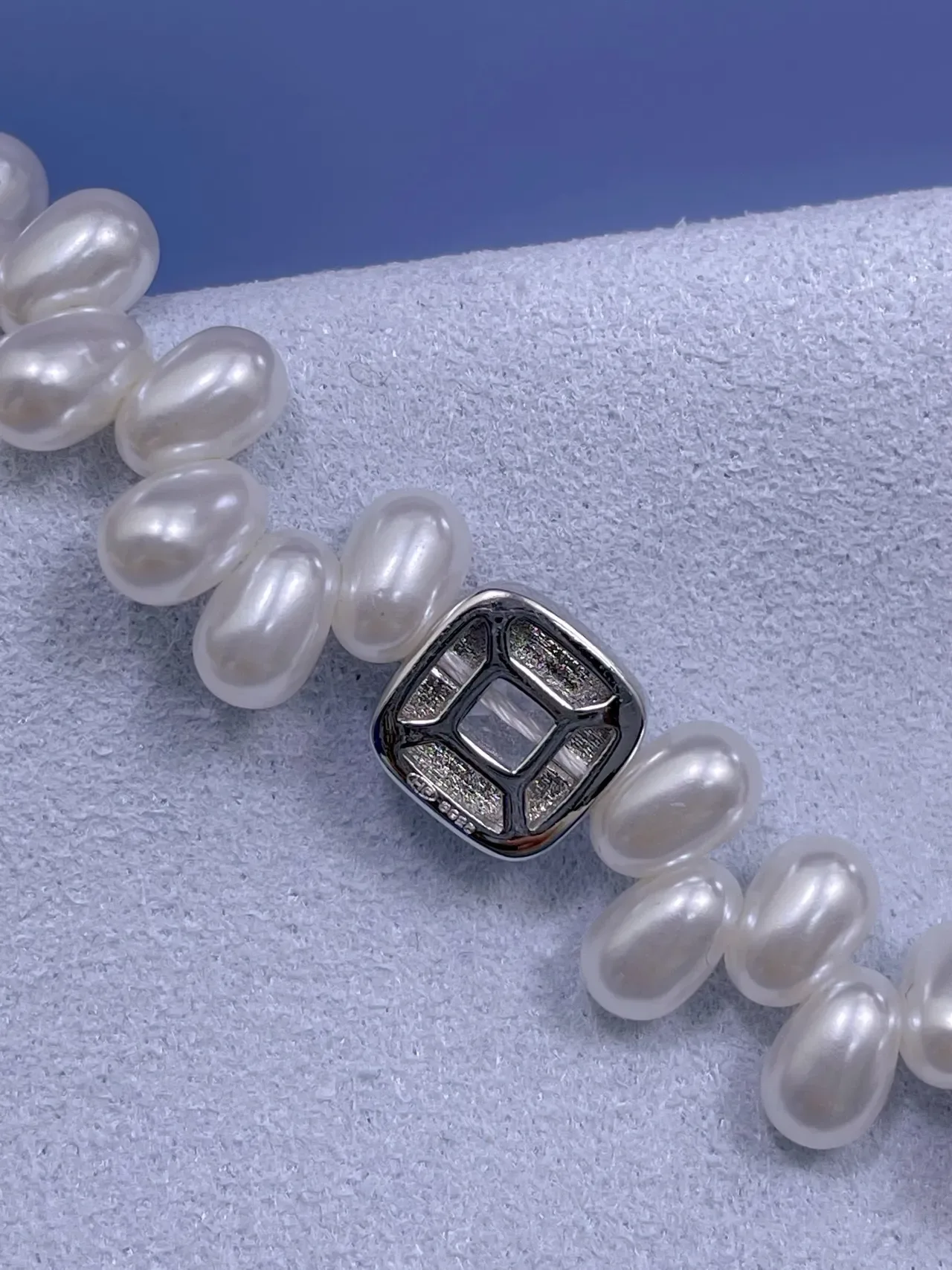 White Silver Pearl Strand Square Crystal Clasp Jewelry 8