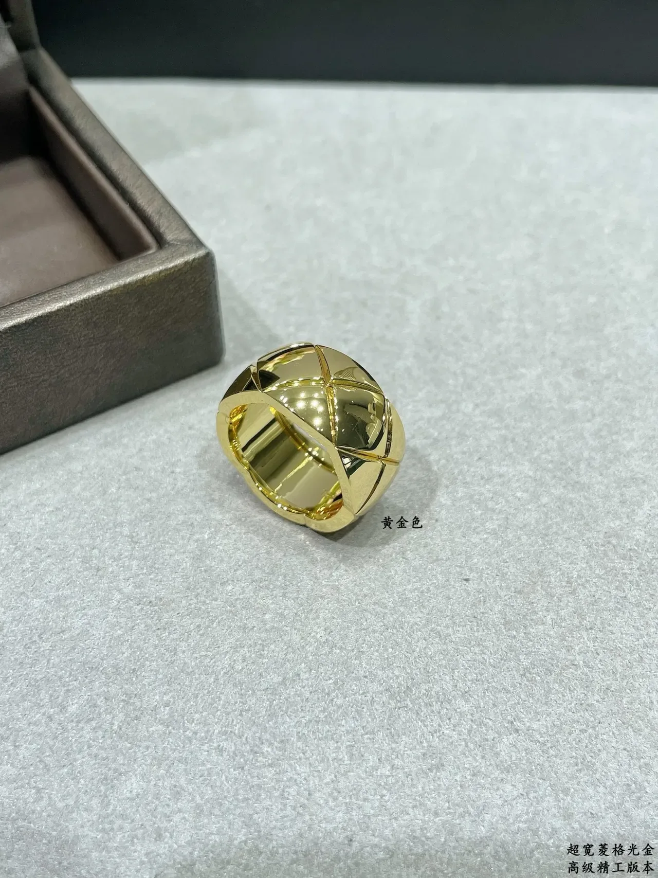 Wide Faceted Geometric Rose Gold Tone Ring 3