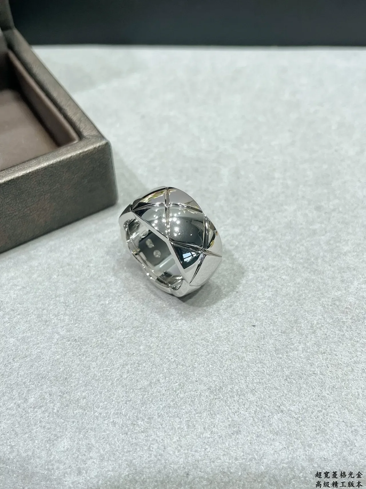 Wide Faceted Geometric Rose Gold Tone Ring 4
