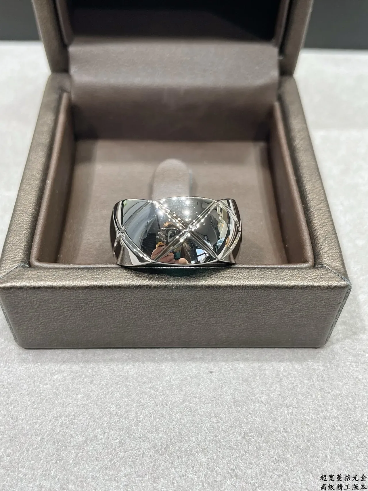 Wide Faceted Geometric Rose Gold Tone Ring 8