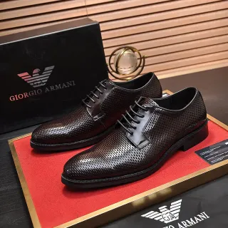 Giorgio Armani Perforated Brown Cap Toe Oxford Shoes