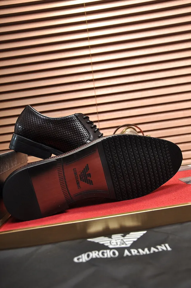 Giorgio Armani Perforated Brown Cap Toe Oxford Shoes 5