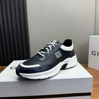 Givenchy Navy White Leather Upper Contrast Panels Lifestyle Sneakers