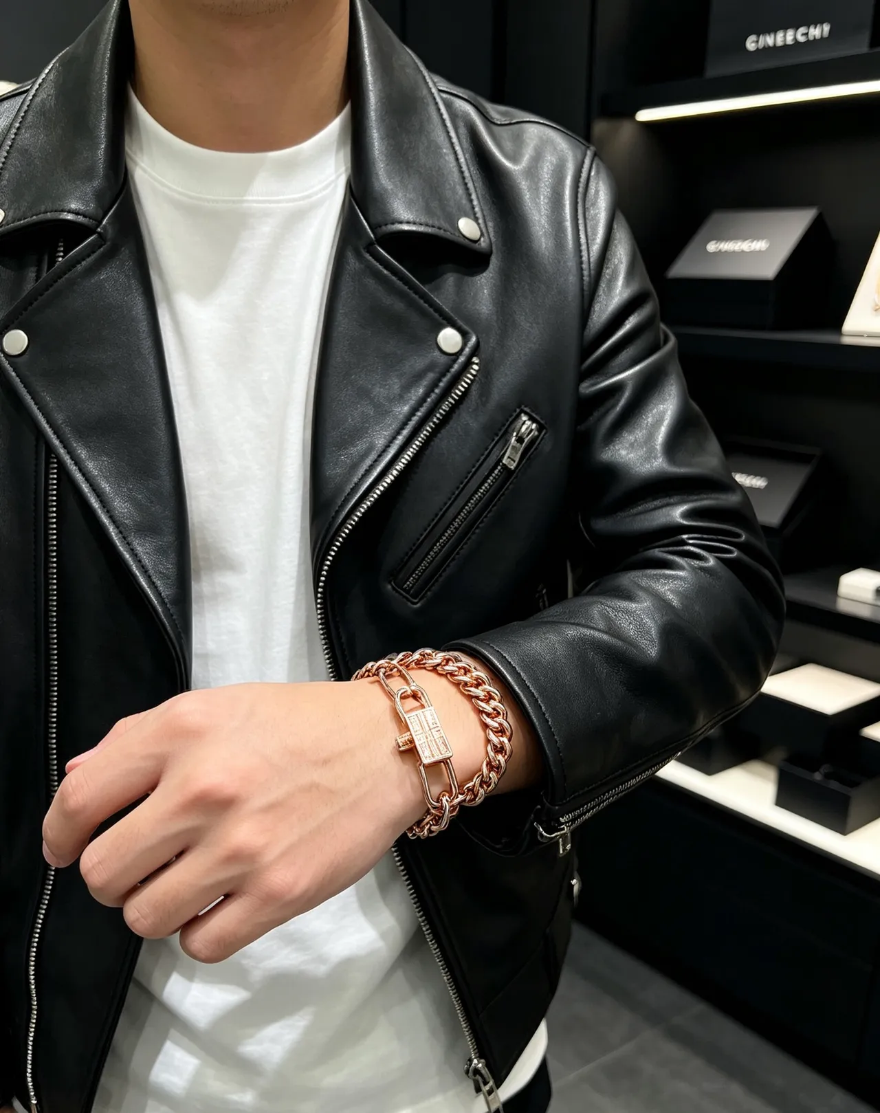Givenchy Pandora ذهب وردي قفل كرب لينك سوار 3