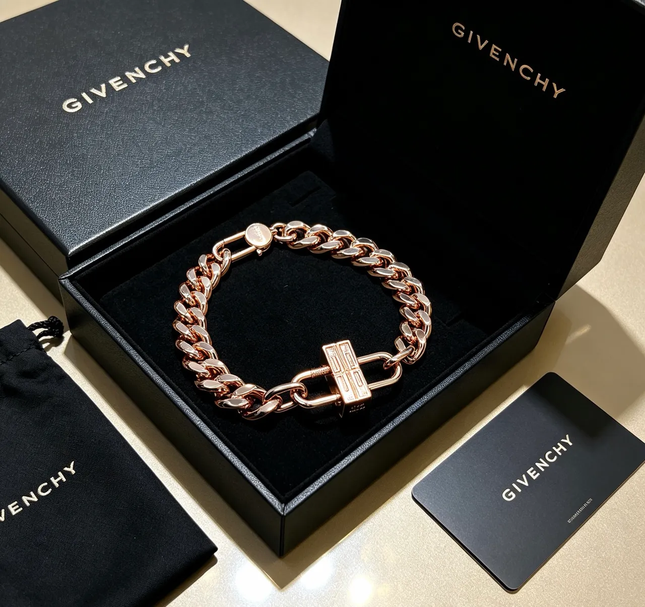 Givenchy Pandora ذهب وردي قفل كرب لينك سوار 4