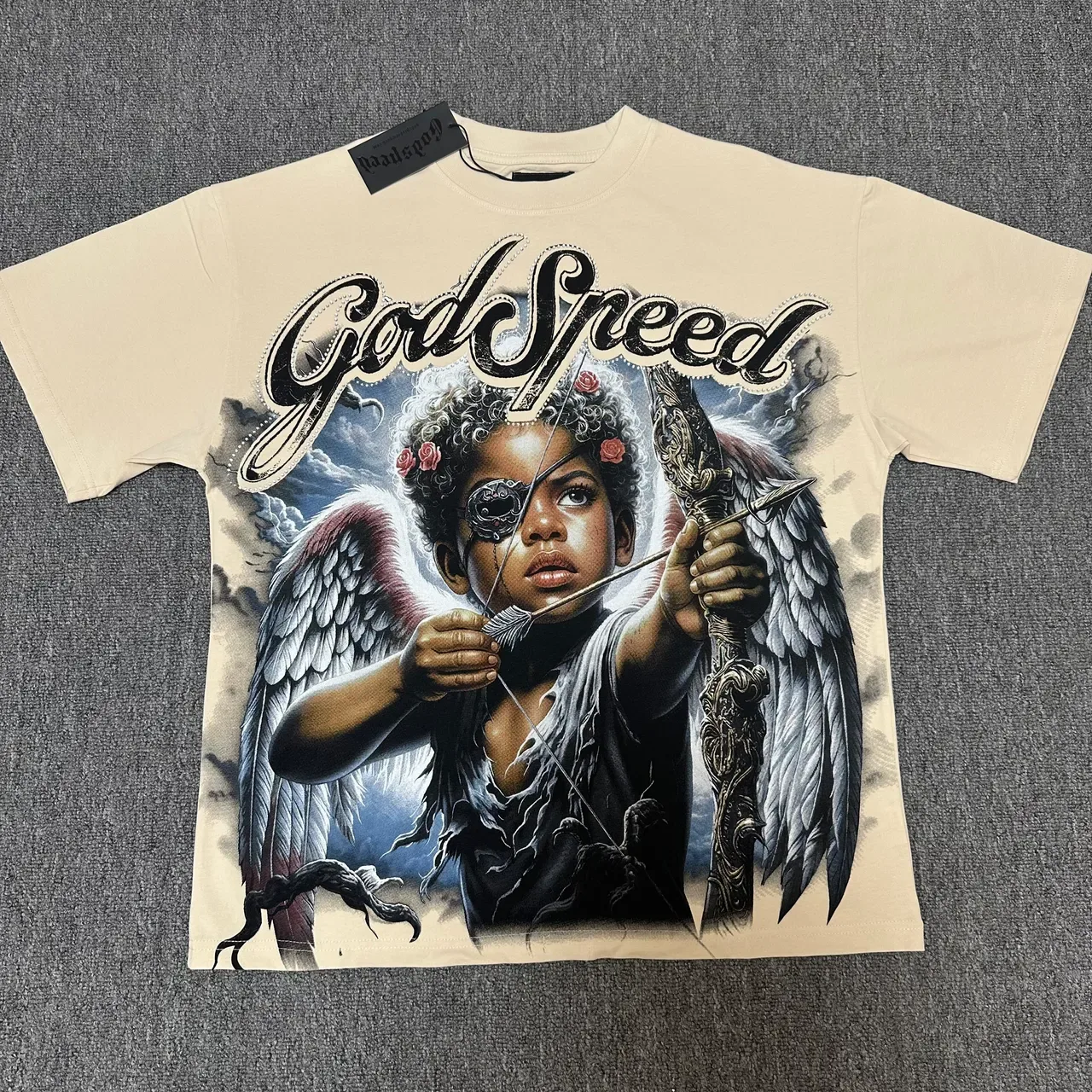 Godspeed Graphic Print Angel Motif T-Shirt 3