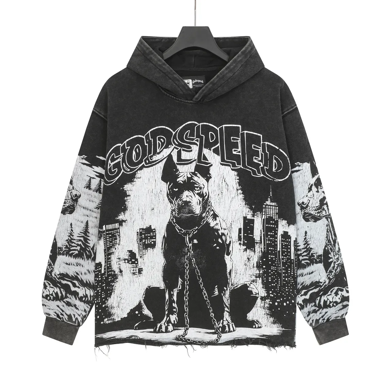 Godspeed Graphic Print Distressed Moletom Preto 2