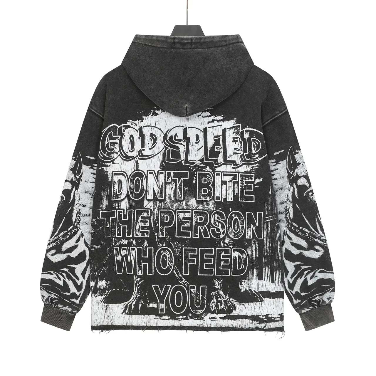 Godspeed Graphic Print Distressed Moletom Preto 3
