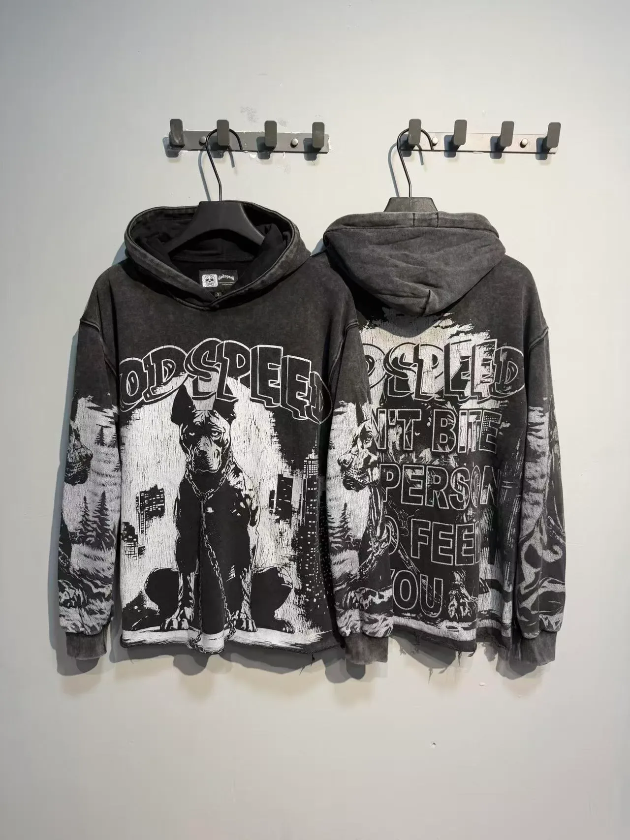 Godspeed Graphic Print Distressed Moletom Preto 5